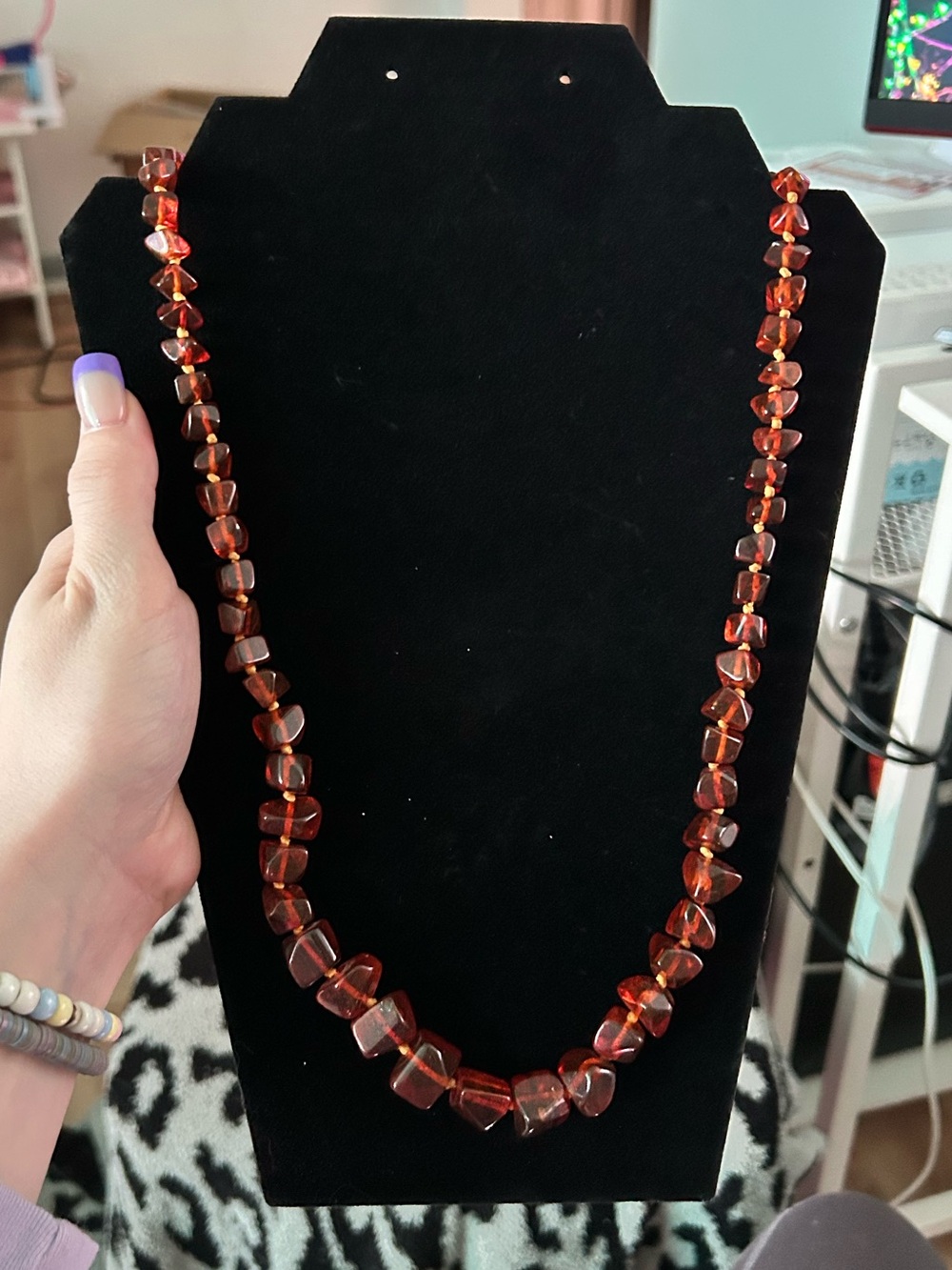 Source Unknown Deep Amber Beaded Necklace